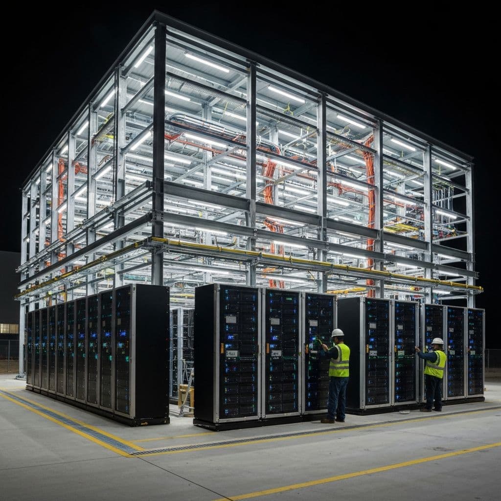 Data centre construction facility requiring precision engineering and project management