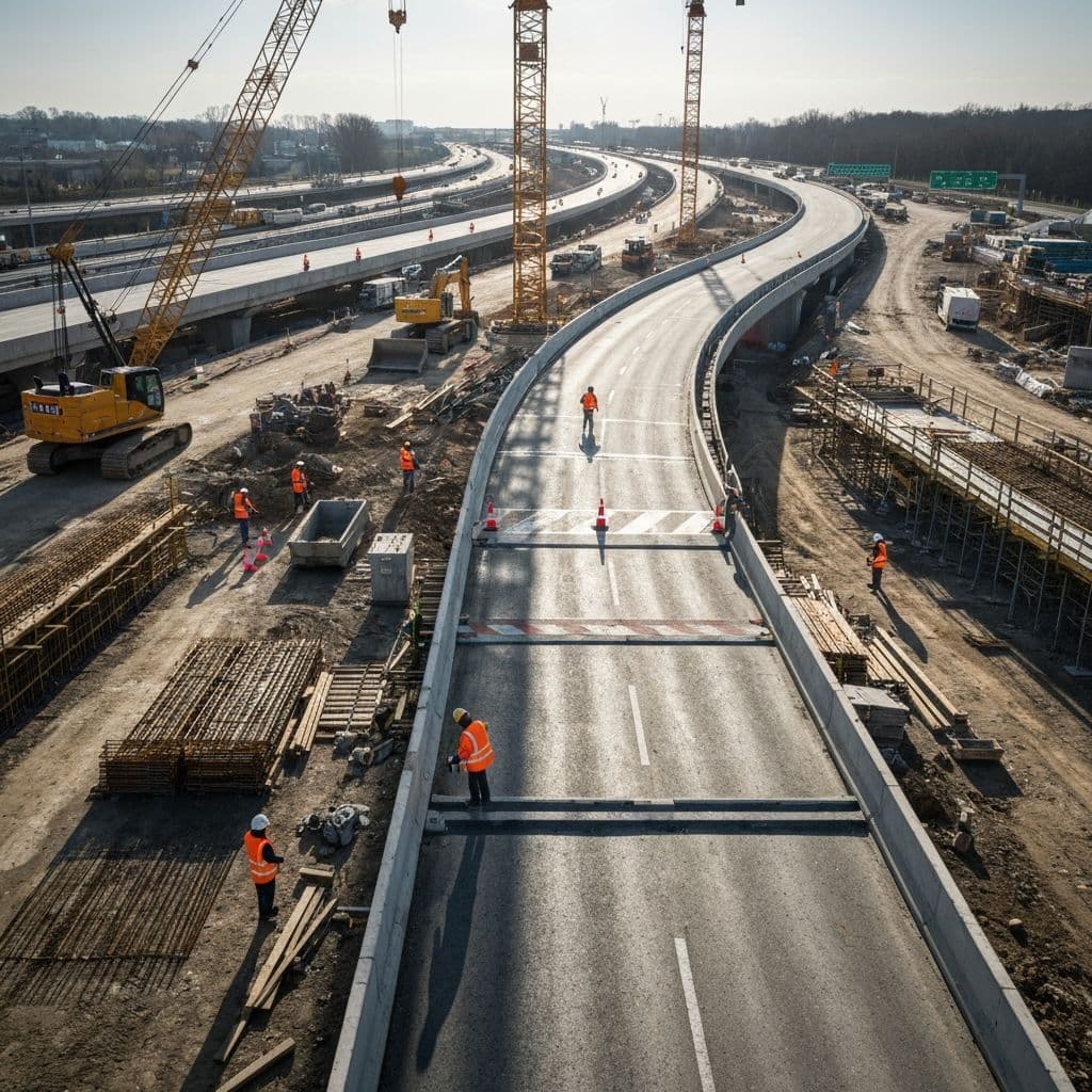 Multi-lane motorway highway construction
