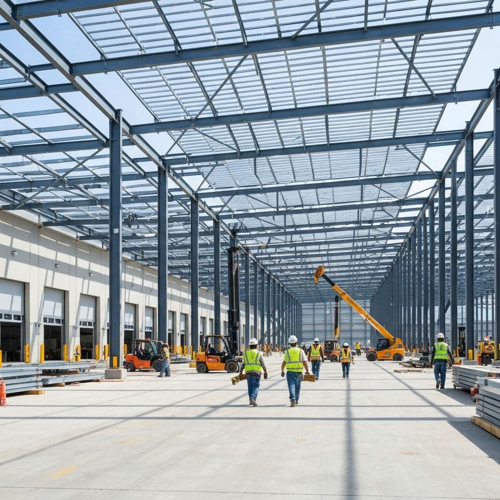 Large warehouse distribution center construction